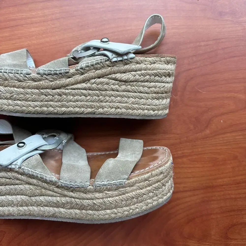 Rag & Bone August Espadrille - Suede Leather Platform‎ Sandal Light Sand 39 9